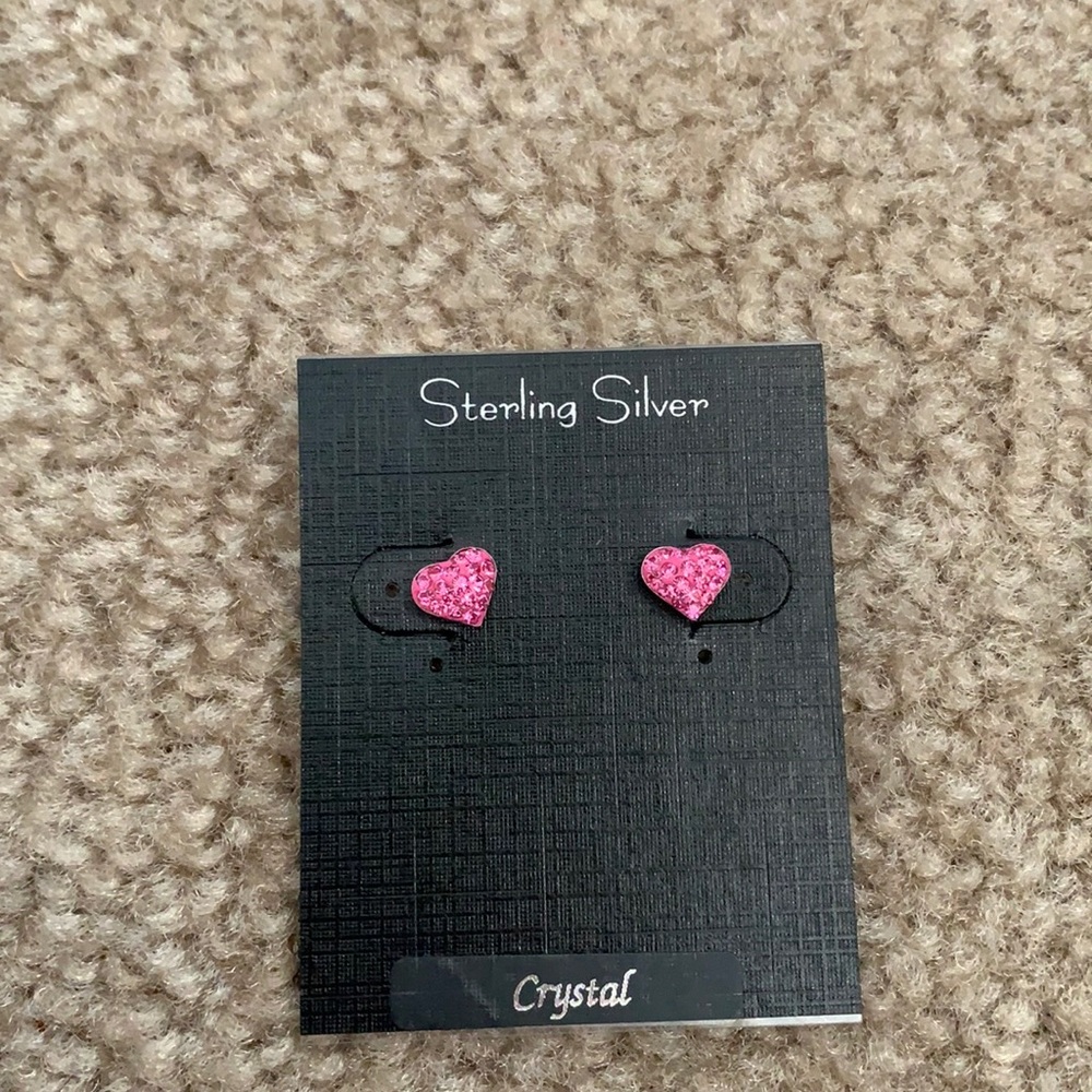 pink, jeweled heart earrings